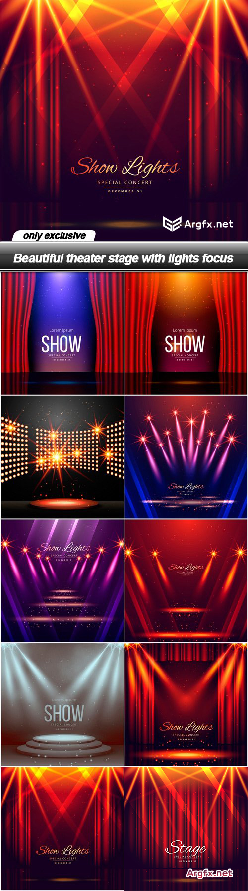  Beautiful theater stage with lights focus - 10 EPS