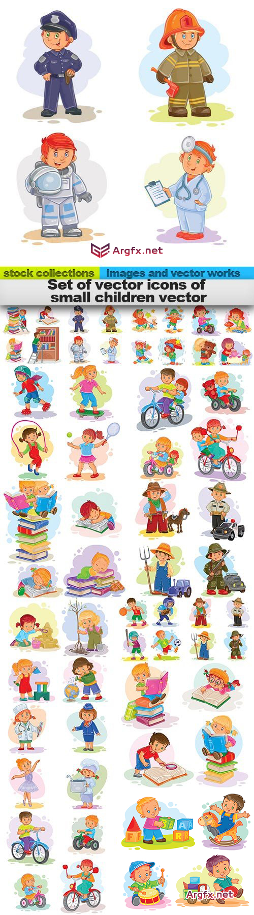 Set of vector icons of small children vector, 15 x EPS