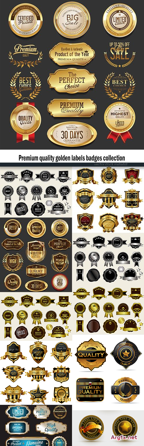  Premium quality golden labels badges collection