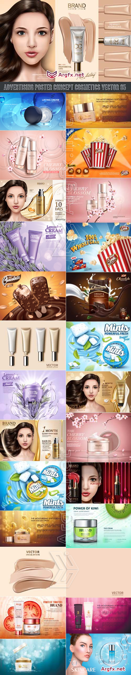  Advertising Poster Concept Cosmetics vector 85