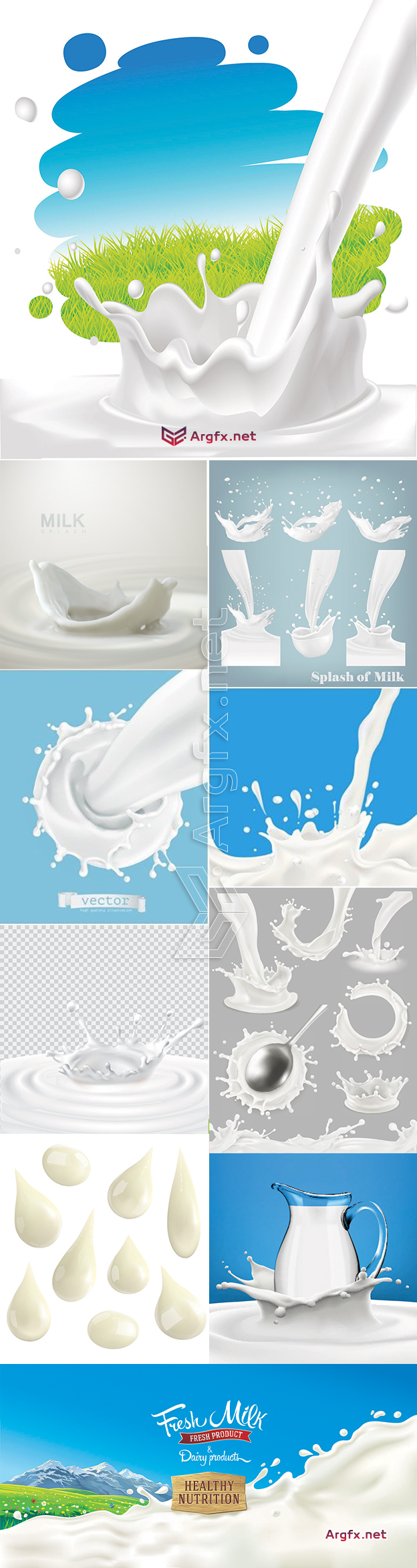 Milk Splashes Vector Collection