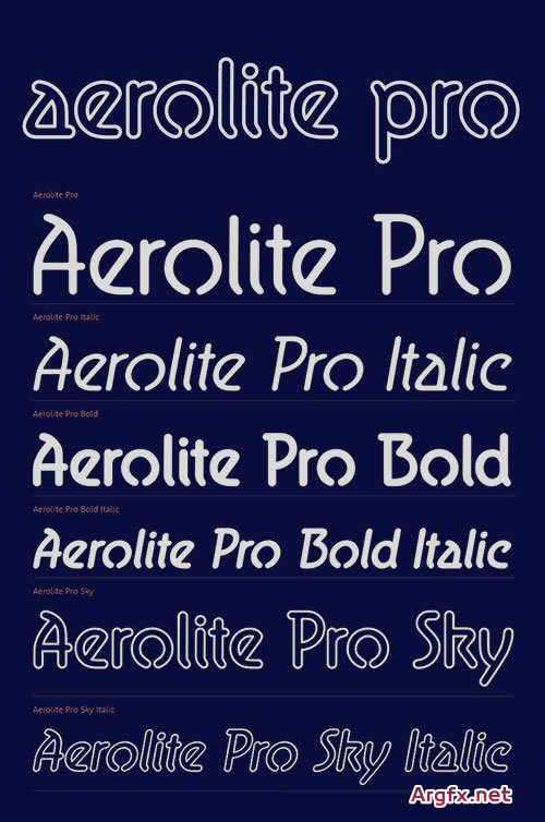  Aerolite Pro - Rounded Neon Font Family 6xOTF